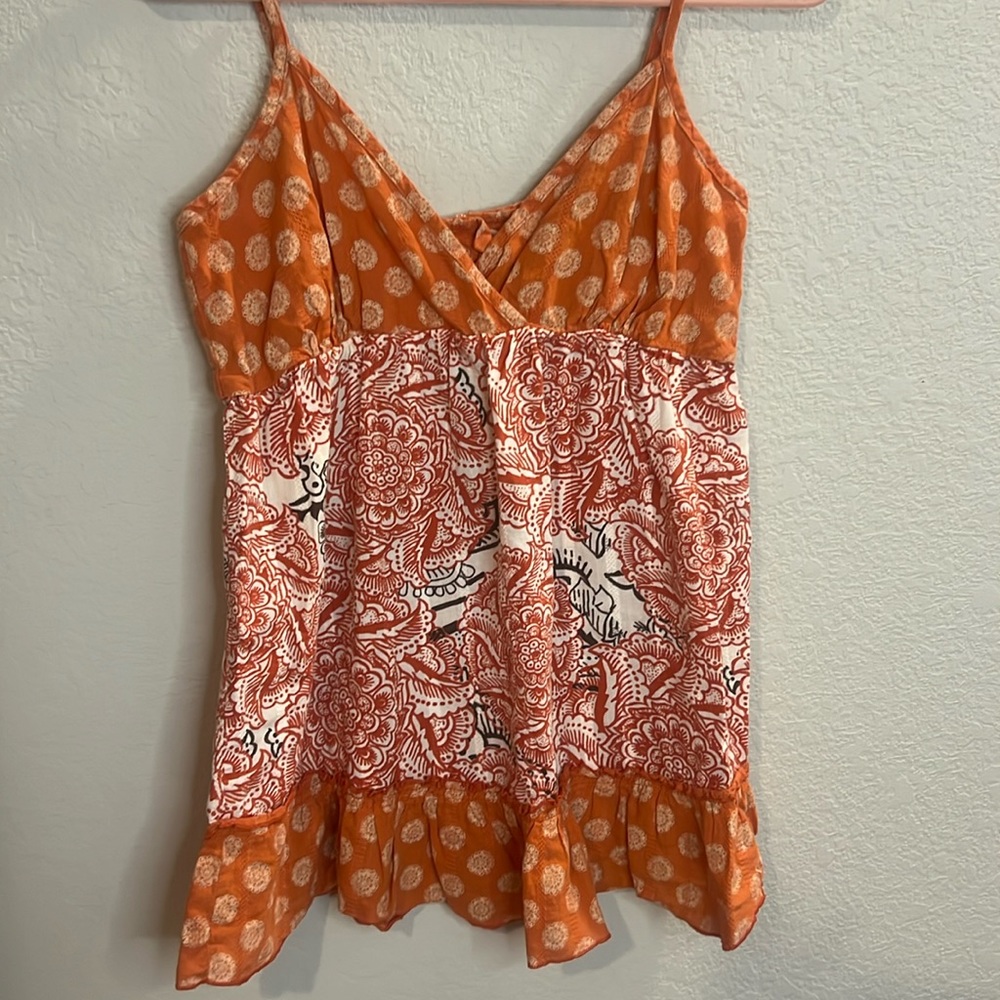 NWT O’Neill Floral Tank Top med missing 1 button orange cream cruise beach